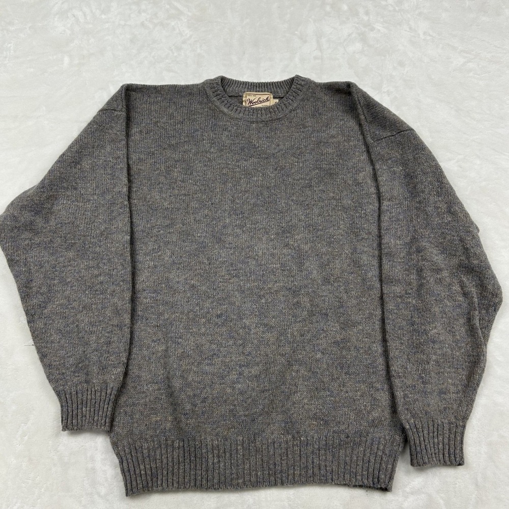 Woolrich Sweater Mens XL Stone Mix Grey Pure New Wool Crewneck Rugged Outdoor